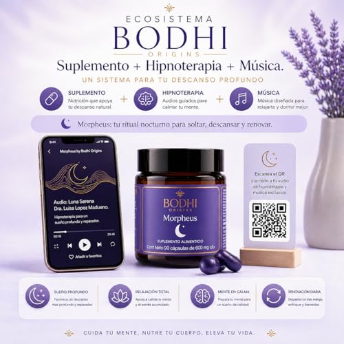 MORPHEUS | Suplemento para Dormir con GABA, Valeriana, Melena de Leon y Magnesio Glicinato | Sueno Profundo sin Melatonina | Descanso Nocturno Natural | 90 Capsulas 600mg | Bodhi Origins