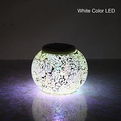 Krismile Creative Solar Powered Color-Changing Mosaic Table Lamp, Waterproof Crystal Glass Globe Ball Solar Night Light for Garden, Patio, Party, Yard, Outdoor/Indoor Decorations (Silver)
