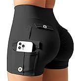 SEASUM Scrunch Butt Shorts for Women with Cargo Pockets Booty Lifting 4.5" No Front Seam Biker Workout Shorts