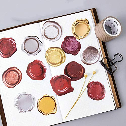 135 Pcs/3 Sets Vintage Wax Stamp Stickers Self Adhesive PVC Sticker Round Shaped Envelope/Bag Seal Decor with Box by EORTA for Diary Planner Craft Scrapbook DIY Gift, Kids, Students, Wax Stamp Theme - Thumbnail 5