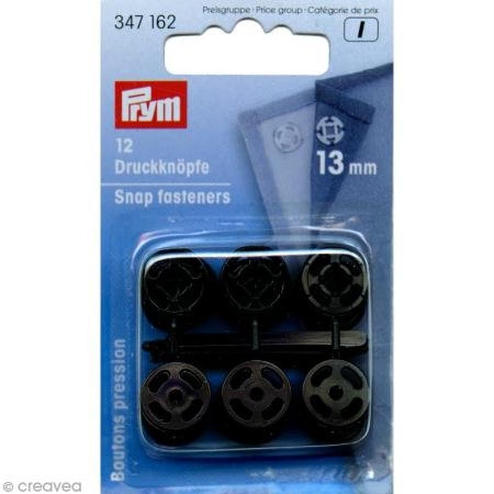 Sew-On Snap Fasteners Plastic 13 mm Black