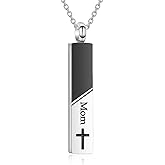 MOSURNSJWY Bar Urn Necklaces for Ashes for Men Women Cremation Urn Jewelry Cross Cube Ash Necklace Memorial Keepsake Pendant Human Ashes Holder