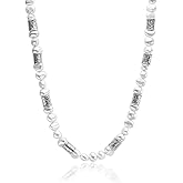 925 Sterling Silver Necklace Rolo On A 20" Chain With Freshwater Cultured Pearls Vintage Look Hypoallergenic Nickel and Lead-free Artisan Handcrafted Designer Collection