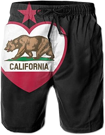 State Of California American Love Casual Loose Fit Boardshorts Stretch Quick Drying And Breathable Elastic Paddle Board Shorts For Surfing Hiking Waterproof With Pockets For Men