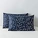 SUSYBAO 100% Cotton Pillowcases Queen Size Set of 2 Navy Blue Constellation Print Bed Pillow Covers Envelope Closure End Pillow Encasement Home Decor Soft Durable Comfortable, 20 in x 26 in