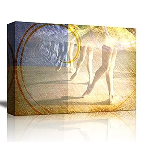 A Group of Ballerinas Rehearsing with Pointed Toes with a Scratched Swirl Texture On Top - Canvas Art Home Art - 12x18 inches