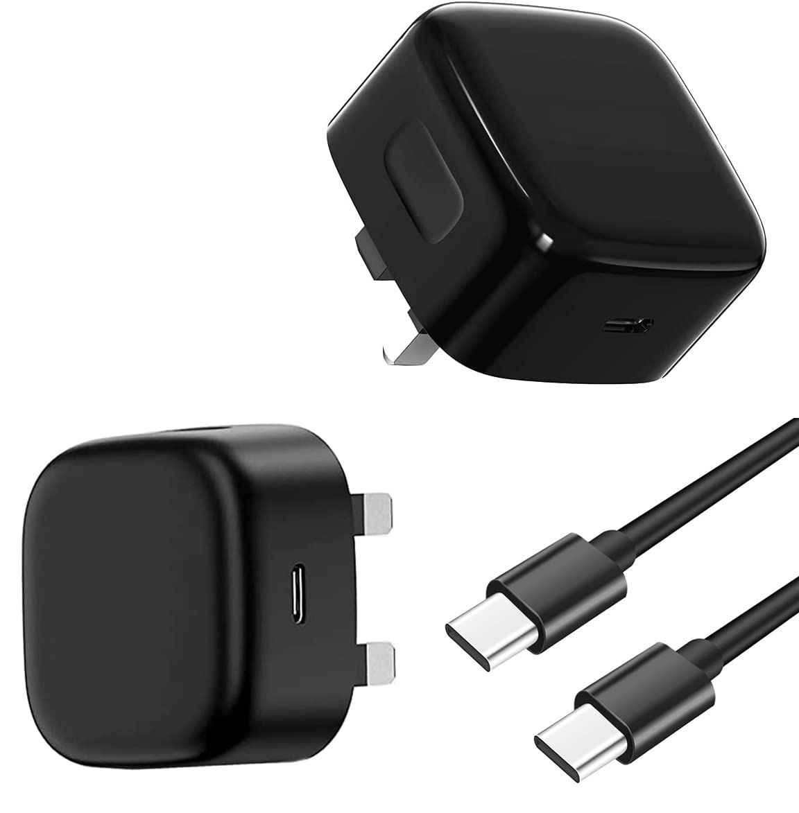 iPro Accessories For Oppo Reno8/Reno8 Pro/Reno8/A96/A54/A74/A94/A76/A96/Find X5 Lite Charger Plug, 20W USB C Charger Plug Type C Fast PD Adapter Mains UK Wall Charger With Fast Charging Cable (Black)