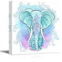 Canvas Wall Art Tribal Elephant Splash-Ink Effect Canvas Prints Home Artwork Decoration for Living Room,Bedroom - 12x12 inches