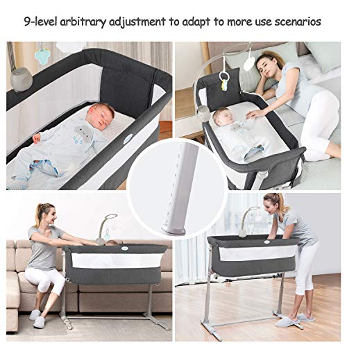 Baby Bedside Sleeper with 2 Replaceable Sheets, Bedside Cribs