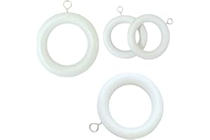 YRHROL 20 Pack Handmade Wooden Curtain Rod Rings 3 Inch Outer Diameter White Farmhouse Beech Wood Vintage Look,1.8 Inch Interior Diameter for 1-1.5 Inch Curtain Rod Pole
