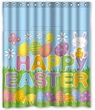 Unique Custom Happy Easter Cute Rabbits Design Background Waterproof fabric Polyester Shower Curtain 60