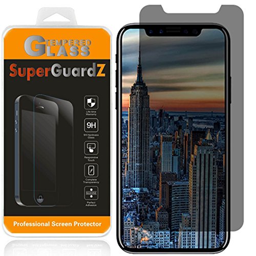 [2-Pack] Apple iPhone X Tempered Glass Screen Protector [Privacy Anti-Spy], SuperGuardZ, 9H Anti-Scratch, 2.5D Round Edge, Anti-Bubble [Lifetime Replacements]