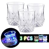 Bar Glasses Funny,DiDaDi [3 PCS] Water Activated Colorful Flashing LED Light Up Shot Glasses Blinking Beer Wine Whisky Vodka Martini Drinkware Glow Glasses Mugs for Bar Club Christmas Party Supplies