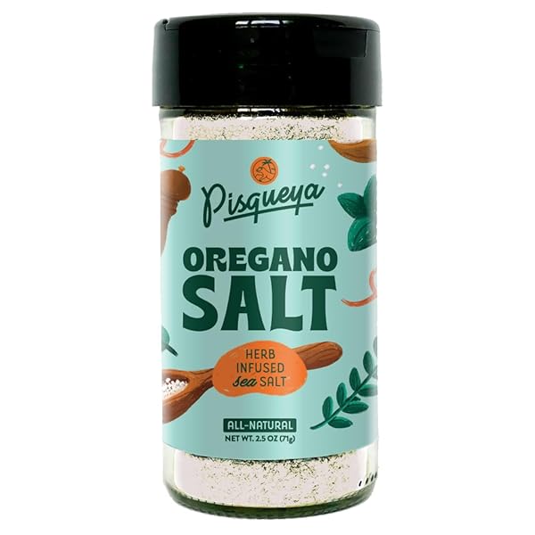 PISQUEYA SEASONING, OREGANO SALT, MADE WITH DOMINICAN OREGANO AND SEA SALT. LOW SODIUM, NO SUGAR, NO-MSG, NON-GMO, NO PRESERVATIVES, NO ARTIFICIAL COLORING, NO ARTIFICIAL FLAVORS, 2.5OZ, PACK OF 1