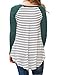 Halife Women Raglan Sleeve Stripe Pattern T-Shirt Loose Casual Tops Green XXL 2X