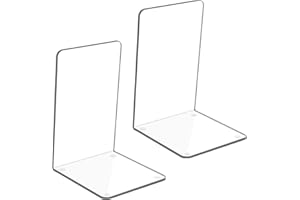 Plastic Acrylic Bookends Clear Design Non-Slip Bookracks for Bedroom Library Office School Decoration Gift-Transparent 1 Pair