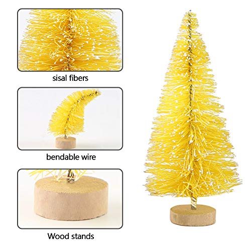 LoveInUSA 34Pcs Mini Sisal Snow Frost Trees, Bottle Brush Trees 5 Sizes Christmas DIY Decoration Home Table Top Decoration Diorama Tree Models Gold