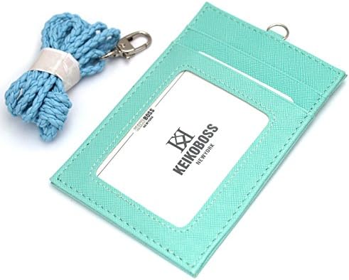 PU Leather Business ID Badge Slim Credit Card Holder Wallet Neck Strap Purse KB002