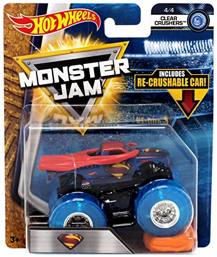 HW 2018 Hot Wheels Monster Jam Superman 4/4 Clear Crushers Re-Crushable Car