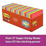 Post-it Super Sticky Notes, Rainbow Pack, Sticks and Resticks, Recyclable, 3 in. x 3 in, 24 Pads/Pack, 70 Sheets/Pad (654-24SSAN-CP)