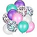 SATINIOR 60 Pieces Mermaid Balloons Colorful Latex Balloons Confetti Balloons for Wedding Birthday Party Baby Shower Decoration (Color Set 1)