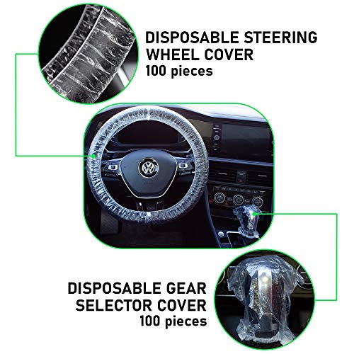 Disposable Steering Wheel Covers 200 Piece Set of Clear Plastic