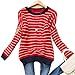 ZESICA Girls Long Sleeve Jumper Elbow Patch Striped Pullover Loose Sweater Tops