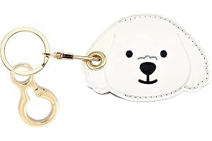 BORKUANA Leather Keychain Holder Case Compatible with AirTag,Cute air tag Cover with Keychain Ring,GPS Tracker Case for Keys