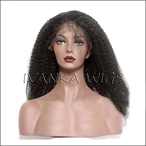 IVANKA WIGS Afro Kinky Curly Full Lace Human Brazilian Hair Wigs with Baby Hair Pre Plucked Virgin 130% 14" inches Free Part