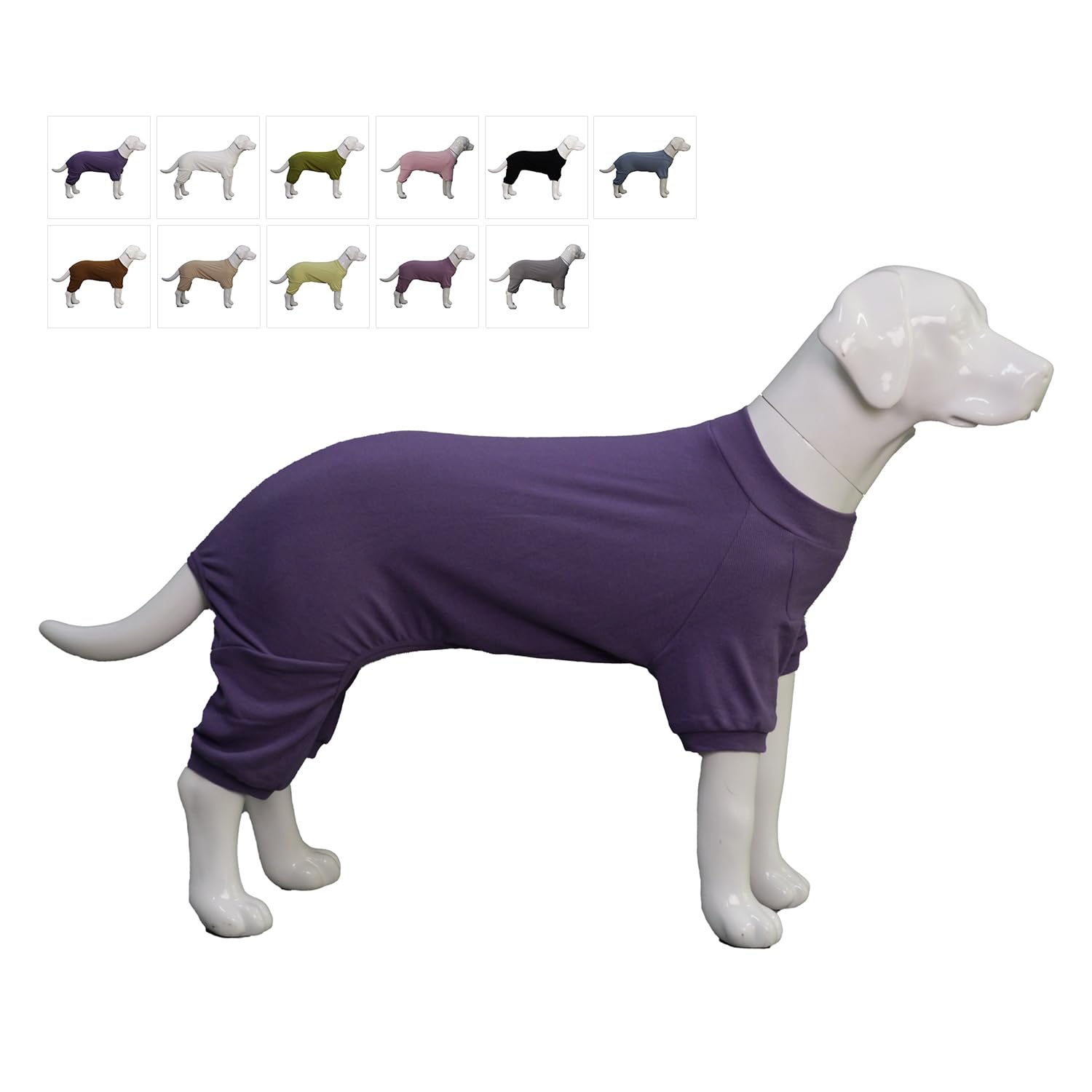 Lovelonglong Ribbed Dog Pajamas Cotton Knitted Dog Jumpsuits 4 Legged All Season Warm Pet Bodysuits for Large Medium Small Dogs Purple M