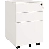 Amazon Com Songmics Steel File Cabinet 3 Drawer With Lock Mobile Pedestal Under Desk Fully Assembled Except Casters White Uofc60wt Home Kitchen