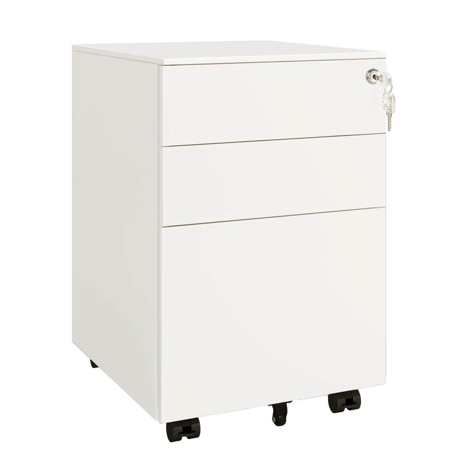 Devaise 3 Drawer Mobile File Cabinet Lockable Metal Filing Cabinet For Legal Letter A4 Size Fully Assembled Except Wheels White On Galleon Philippines