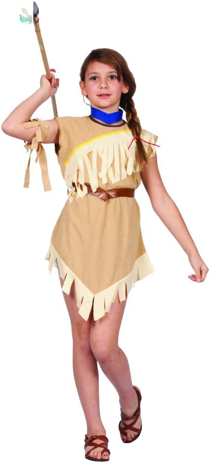 Costumes4LessGirls Pocahonta Costume,Brown/Tan,Medium (8-10)