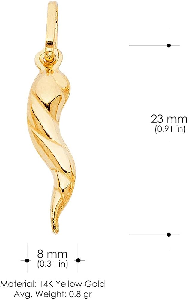 Men 14K Yellow Gold Twisted Cornicello 