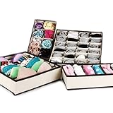 KICODE Collapsible Storage Boxes Bra Underwear Socks Closet Organizer Drawer Divider 4 Set