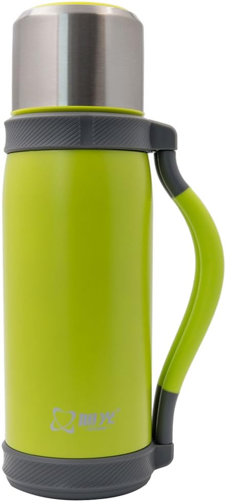 Xuguang Stainless Steel Coffee Travel Mug Easy to Carry, Vacuum Water Bottle, Non-Slip Leak Proof Food Grade Sport Pot, 41-Ounce, Green