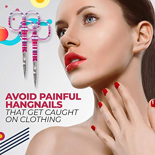 Titania Germany Cuticle Scissors w/Colored Handles - Premium Quality & Extra Sharp Stainless Toenail & Fingernail Trimmer w/Curved Blades For Precision Toe Nail & Finger Nail Cutting & Grooming