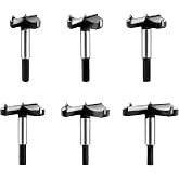 6Pc Forstner Drill Bit Set Hex Shank Tungsten Carbide Tipped Wood Hole Saw | for Hard Wood Plastic Plywood Woodworking Drilling Tool Cutter(1-3/8" - 3-1/8")