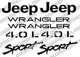 1997-2002 JEEP WRANGLER Sport 4.0L Replacement fender Decals sticker TJ 1 SET