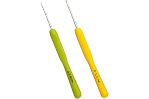 INSIMHEART 2Pack Crochet Hooks, Ergonomic Handle Crochet Hooks for Arthritic Hands Size B/ 2mm, C/2.5mm, Extra Long Crochet N