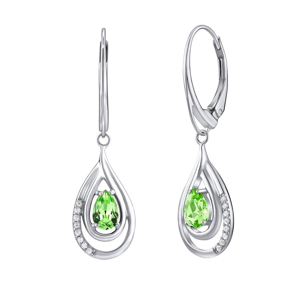 SILVEGO FWE10130P Women Sterling Silver Earrings with Green Gemstone Peridot