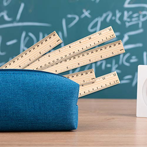 ASIBT 30 Pack Wooden Rulers Student Rulers Wood School Rulers Measuring Ruler Office Rulers,2 Scale,30 cm and 12 Inch - Thumbnail 6