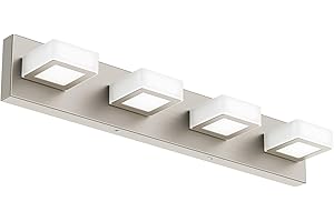 Ralbay 4-Light Brushed Nickel Vanity Light for Bathroom Metal Acrylic Modern LED Bathroom Light Fixtures