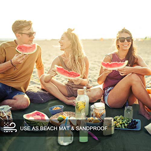 OUTAD Waterproof Camping Tarp Tent Footprint Mutifunctional Groundsheet Picnic and Beach Mat with Drawstring Carrying Bag Dark Green