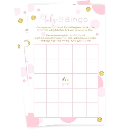 Amazon Com Pink And Gold Baby Shower Bingo Game 25 Pack Kitchen
