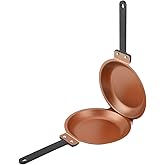 HERCHR Double Side Pan, 19cm/7.48in Easy Flip Frying Pan Nonstick Fried Egg Pot Barbecue Plate Pancake Maker Skillet for Kitchen Cookware