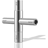 Maugruy 4 Way Sillcock Key, Water Key 1/4 in, 9/32 in, 5/16 in, 11/32 in | Professional Water Key Cross Wrench, Steel Multi-Function Utility Key for Faucets, Valves, Water Spigots, Stopcocks