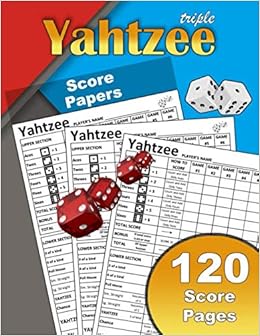 amazoncom triple yahtzee score papers large print size 85 x 11 120
