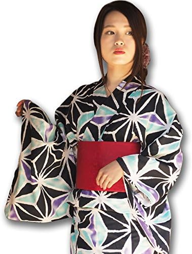 Amazon 浴衣 レディース 女性浴衣 単品 浴衣単品 ゆかた ユカタ 大人 大人浴衣 紺 水色 紫 麻 麻の葉 アサノハ 花 渋い シック F アサノハヴァイオレット 浴衣 通販