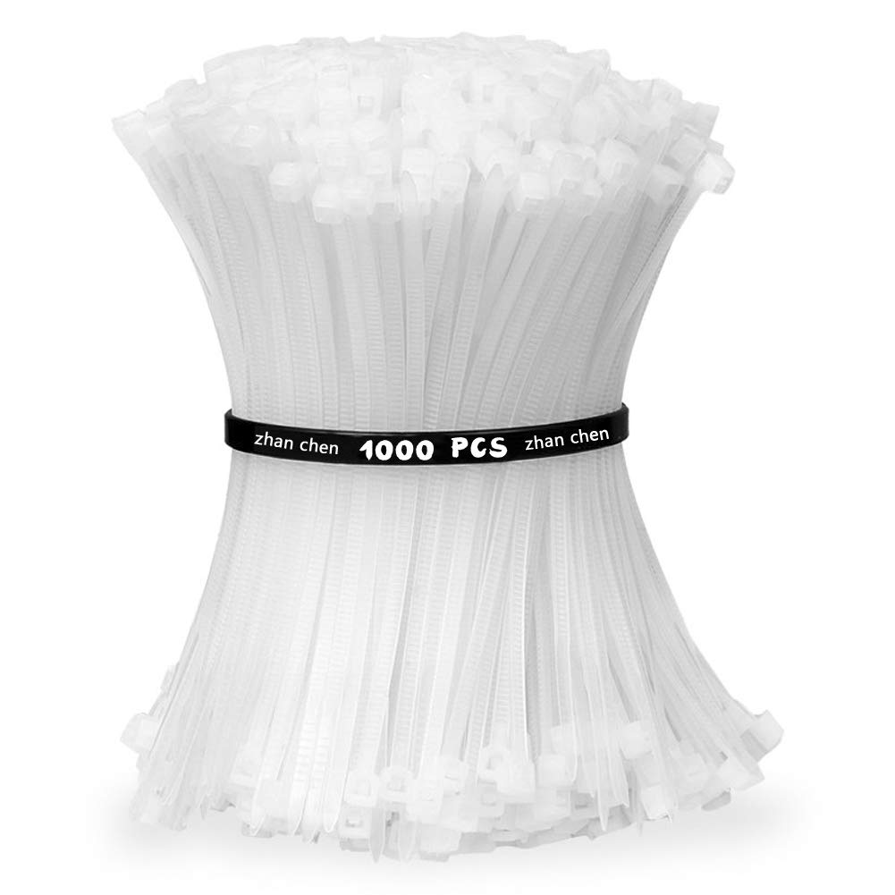 1000pcs Zip Ties White 100mm x 3mm Self Locking Nylon Cable Ties